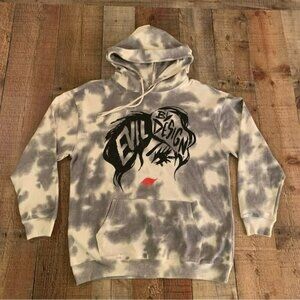 Disney Cruella gray and white tie dye fleece pullover sweatshirt hoodie -XS